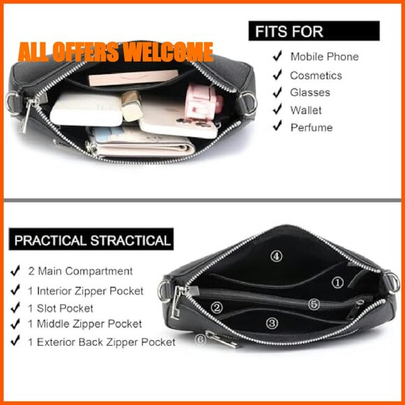 Small Shoulder Bag with Removable Straps, Large Capacity Crossbody Clutch Purse - Picture 6 of 8